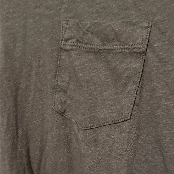 Standard James Perse Dark Gray Linen Long Sleeve Pocket Tee - Picture 5 of 9